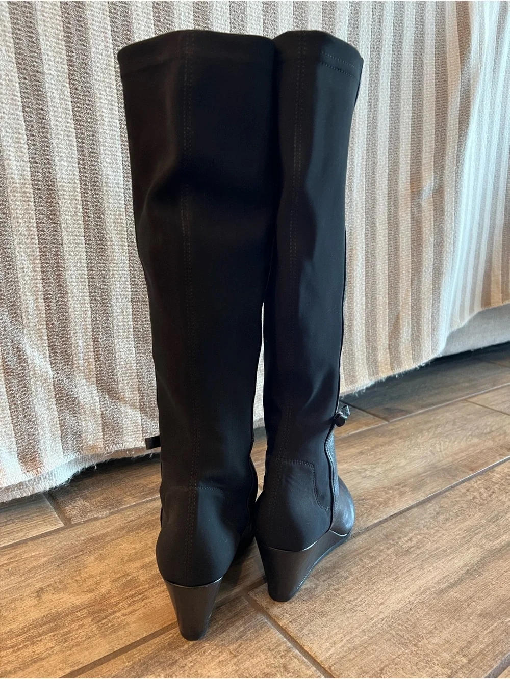 Kate Spade Black Knee-High Wedge Boots